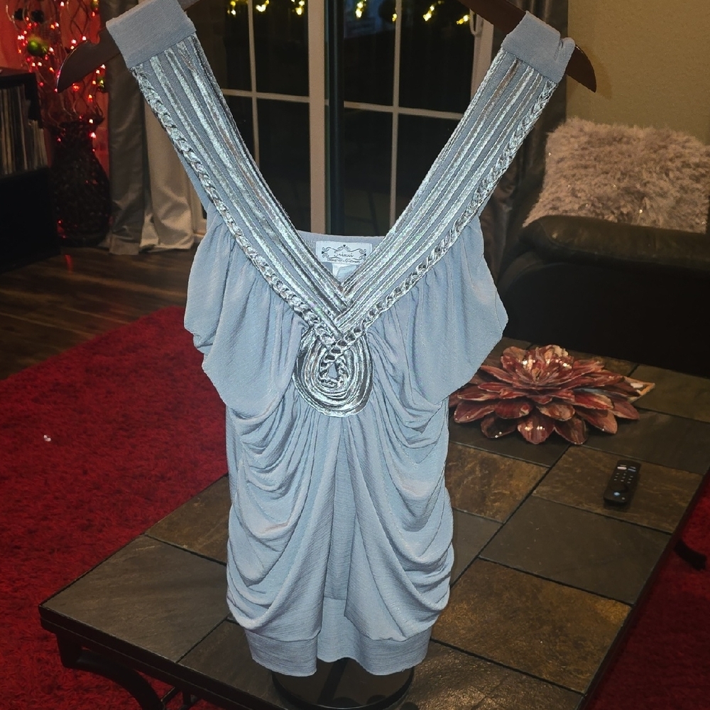 Trixxi Silver Sleeveless Blouse